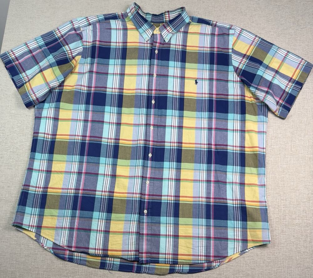 Polo Ralph Lauren Shirt Men’s 4XLT Tall Plaid Cotton Short Sleeve Button Down
